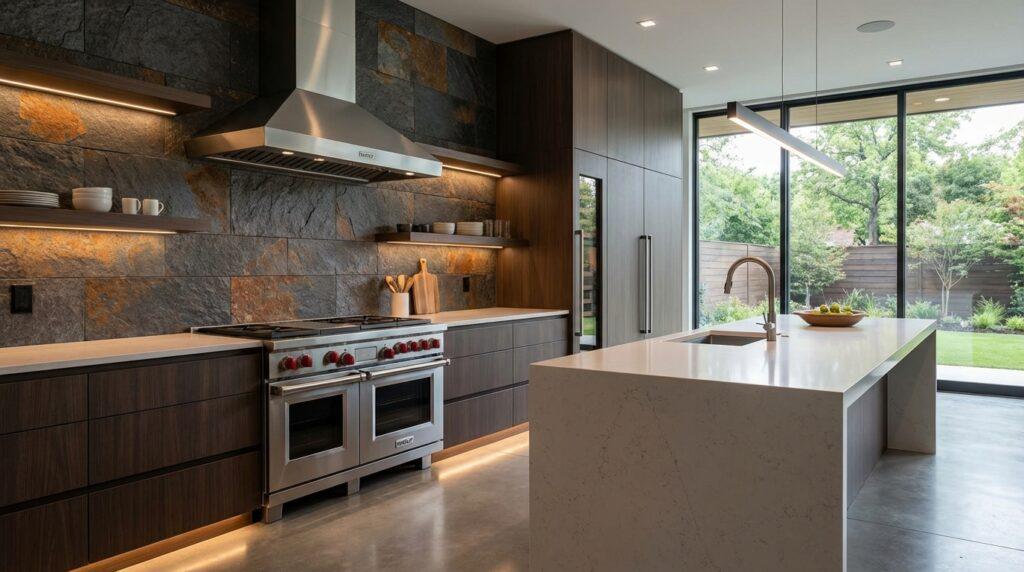 modern kitchen stone veneer sheets backsplash